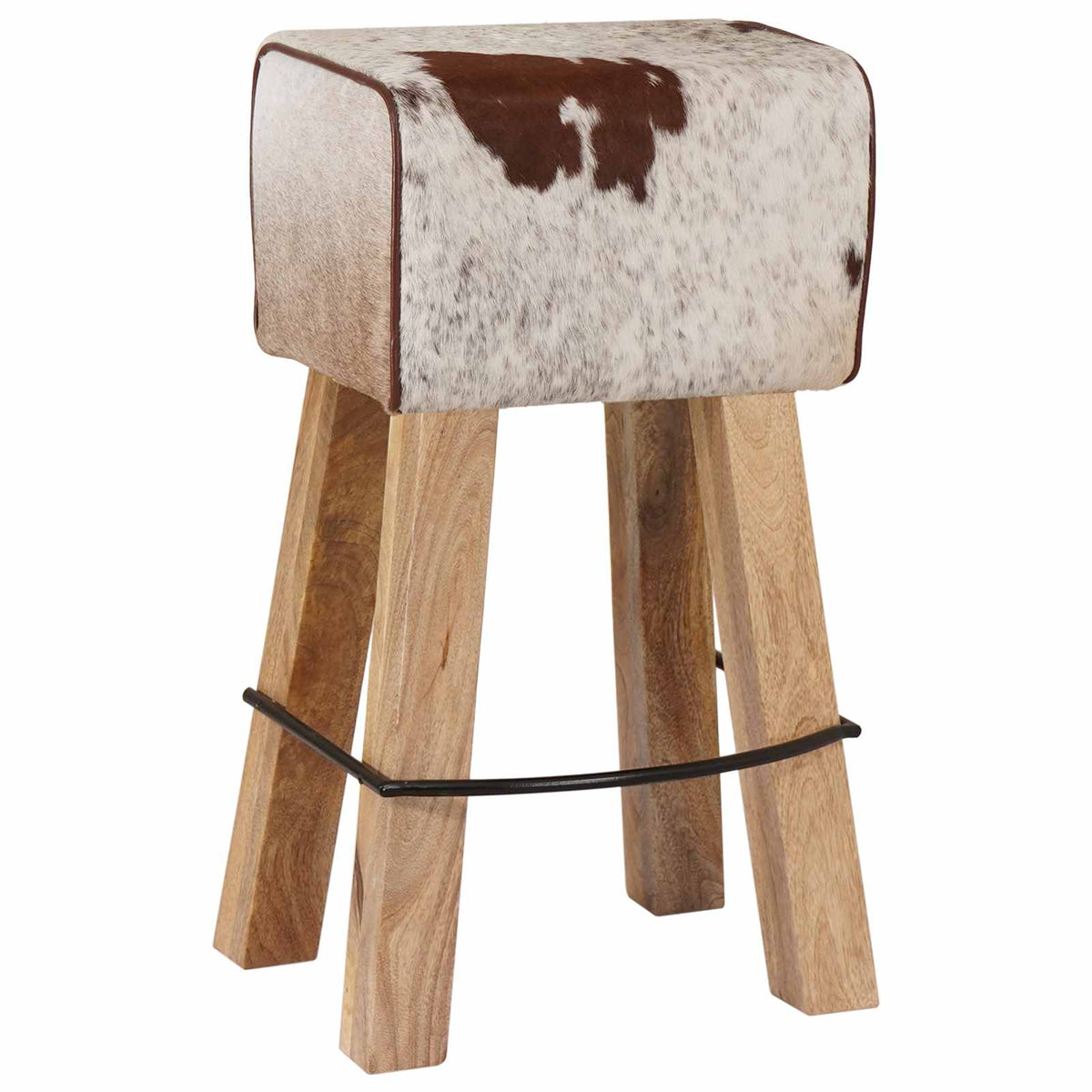 Bar Stool 2 pcs Brown and White 44 x 33 x 74 cm Real Leather