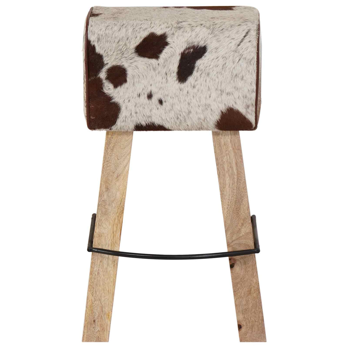 Bar Stool 2 pcs Brown and White 44 x 33 x 74 cm Real Leather