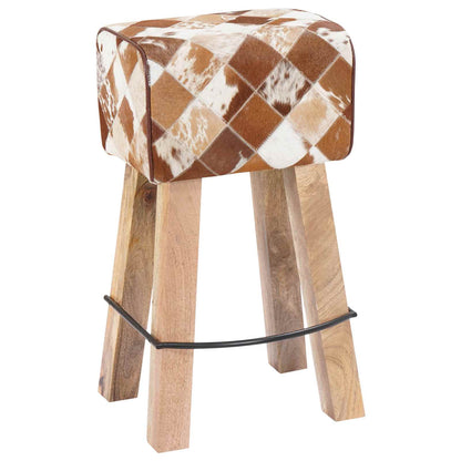 Bar Stool 2 pcs Brown Patchwork 44 x 33 x 74 cm Real Leather