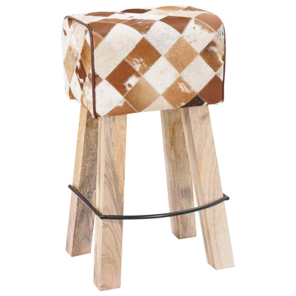 Bar Stool 2 pcs Brown Patchwork 44 x 33 x 74 cm Real Leather