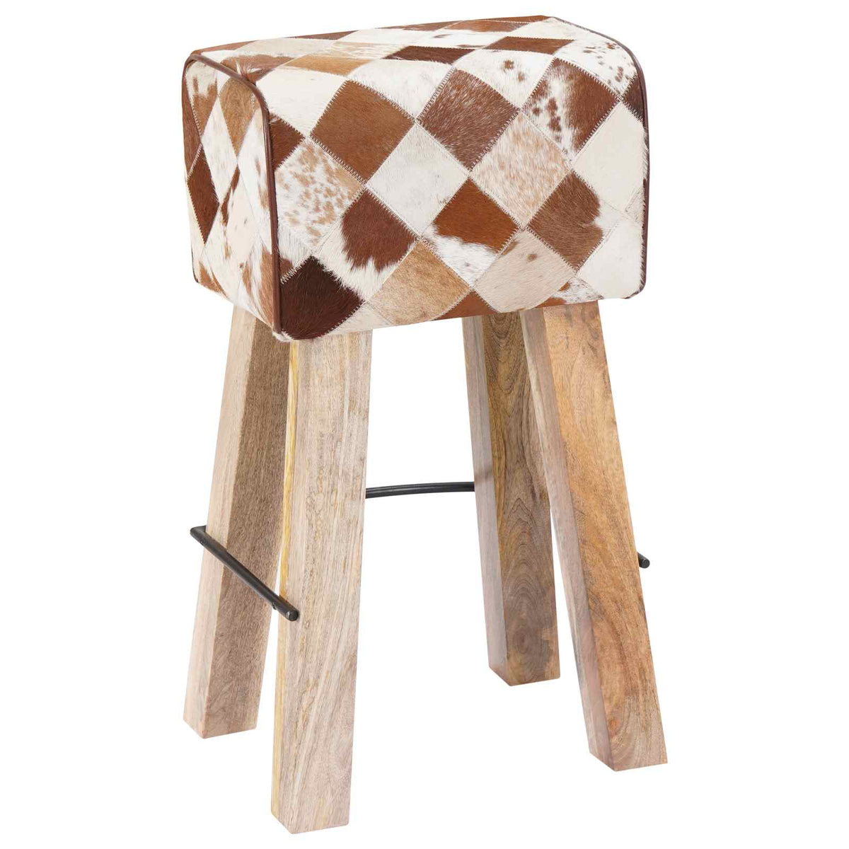 Bar Stool 2 pcs Brown Patchwork 44 x 33 x 74 cm Real Leather