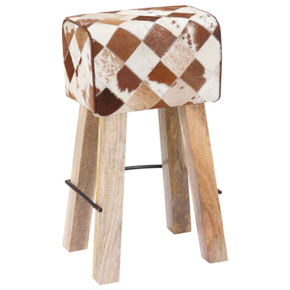 Bar Stool 2 pcs Brown Patchwork 44 x 33 x 74 cm Real Leather