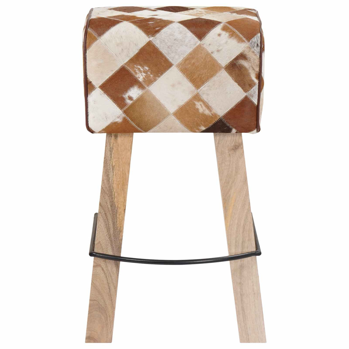 Bar Stool 2 pcs Brown Patchwork 44 x 33 x 74 cm Real Leather