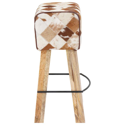 Bar Stool 2 pcs Brown Patchwork 44 x 33 x 74 cm Real Leather