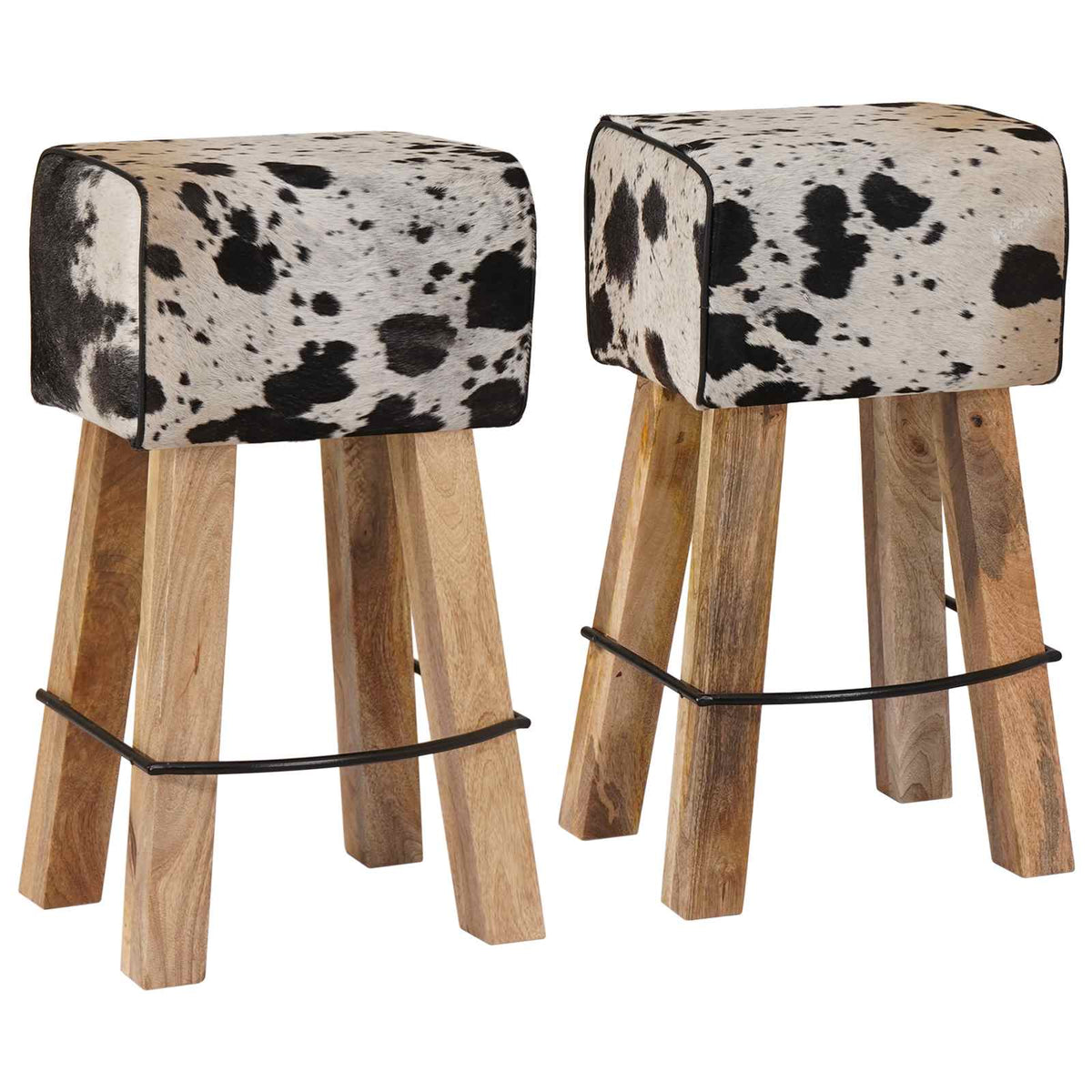 Bar Stool 2 pcs Black and White 44 x 33 x 74 cm Real Leather