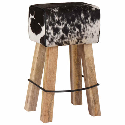 Bar Stool 2 pcs Black and White 44 x 33 x 74 cm Real Leather