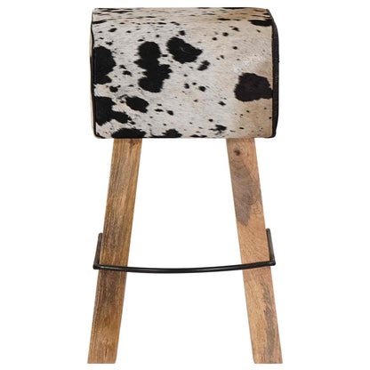 Bar Stool 2 pcs Black and White 44 x 33 x 74 cm Real Leather