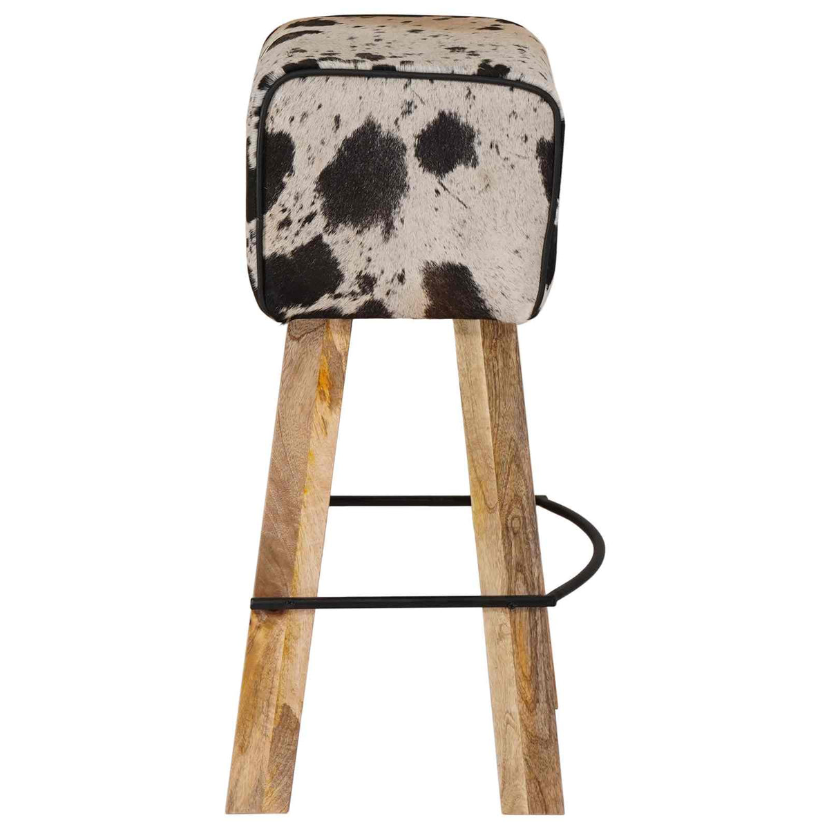 Bar Stool 2 pcs Black and White 44 x 33 x 74 cm Real Leather