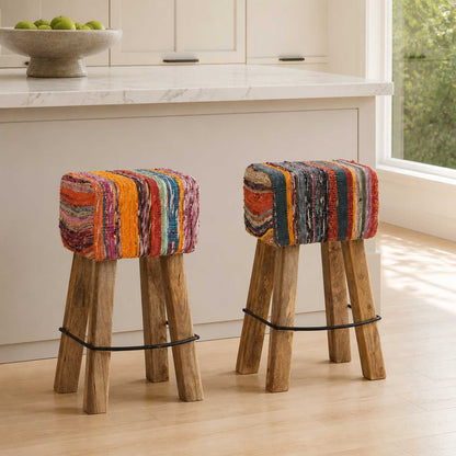Bar Stool 2 pcs Multicolour 44 x 33 x 74 cm Real Leather