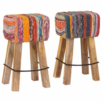 Bar Stool 2 pcs Multicolour 44 x 33 x 74 cm Real Leather