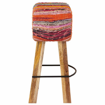 Bar Stool 2 pcs Multicolour 44 x 33 x 74 cm Real Leather