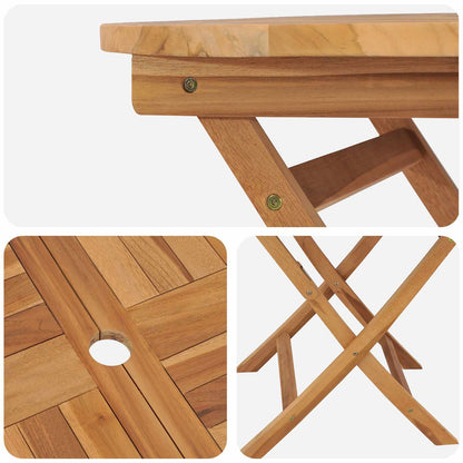 Folding Garden Table Natural Ø 90 x 75 cm Solid Teak Wood