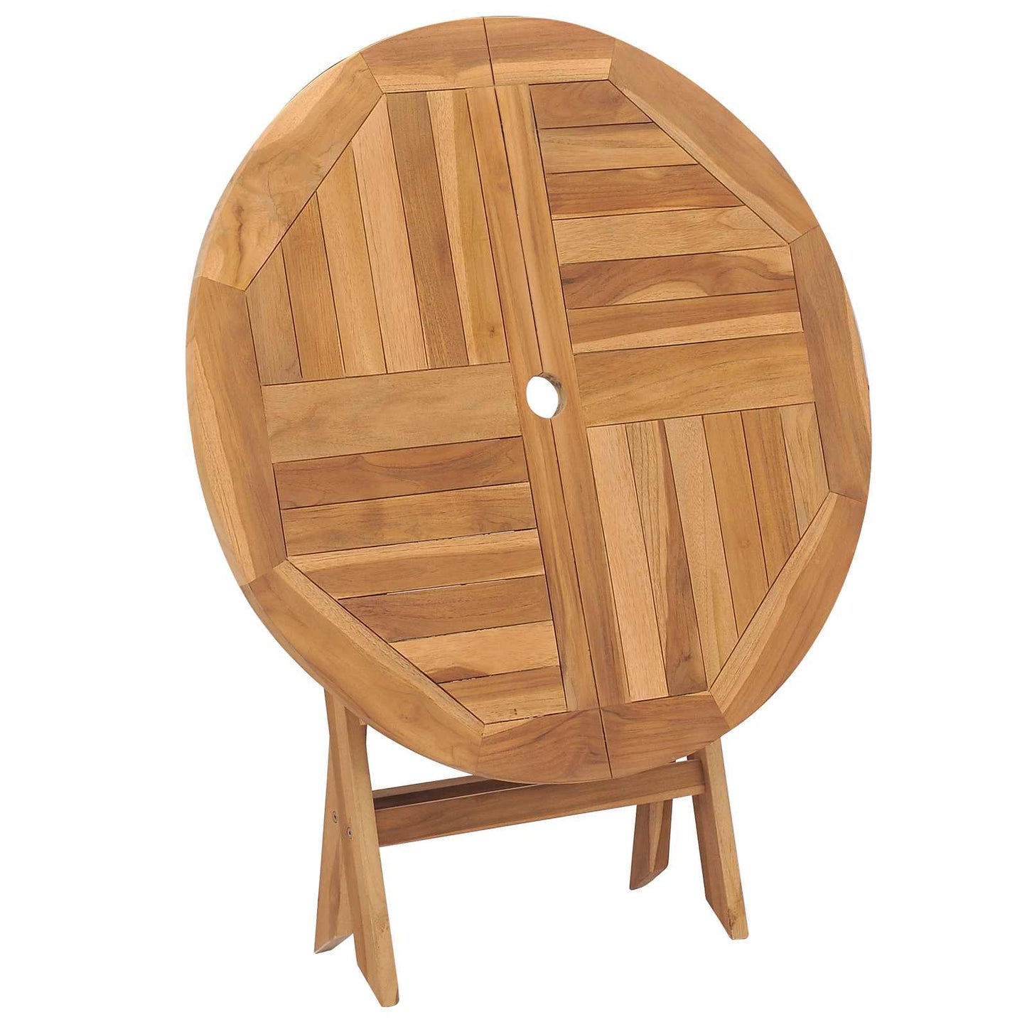 Folding Garden Table Natural Ø 90 x 75 cm Solid Teak Wood
