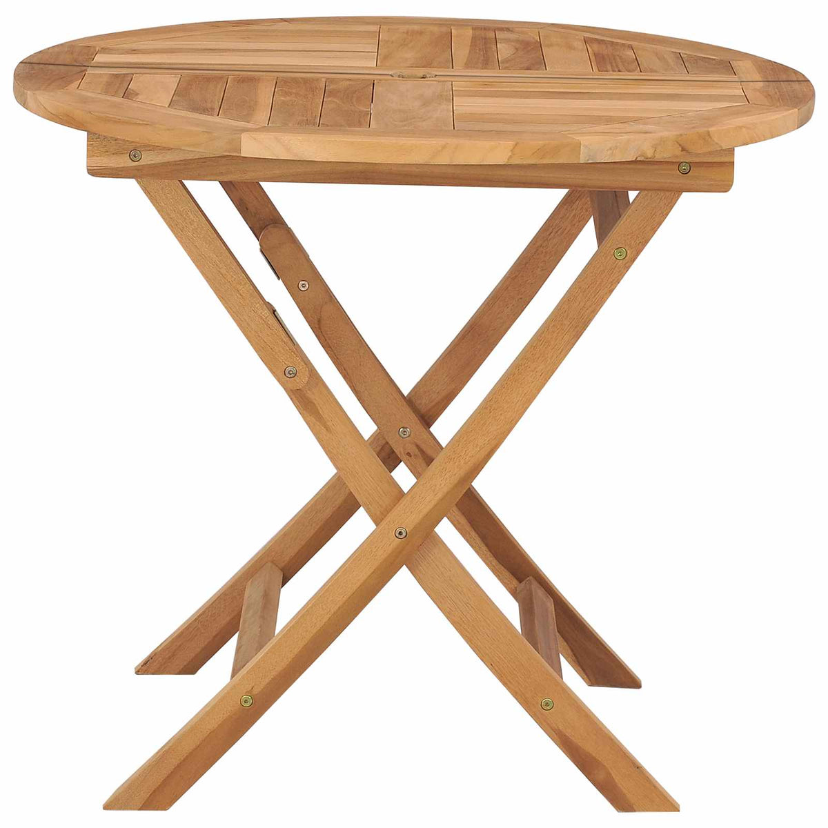 Folding Garden Table Natural Ø 90 x 75 cm Solid Teak Wood