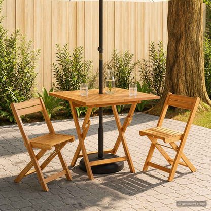 Folding Garden Table Natural 90 x 90 x 75 cm Solid Teak Wood