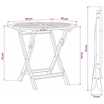 Folding Garden Table Natural 90 x 90 x 75 cm Solid Teak Wood