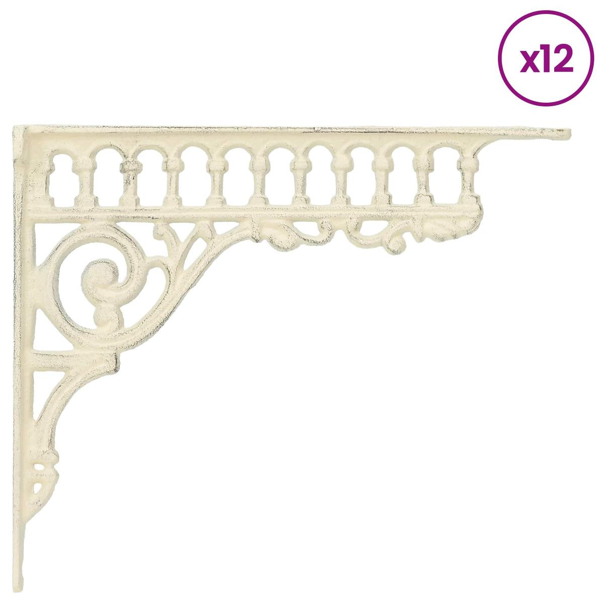 Wall Shelf Brackets 12 pcs Antique White 27.5 x 23 x 4 cm Steel