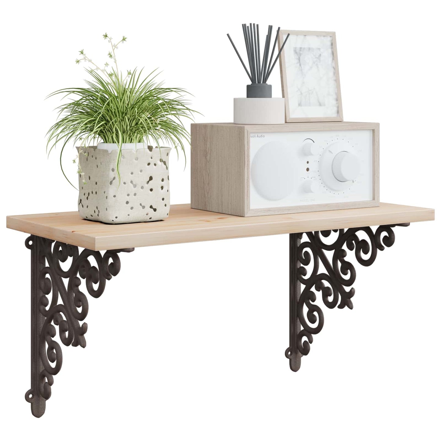 Wall Shelf Brackets 12 pcs Antique Brown 9.5 x 9.5 x 3 cm Steel