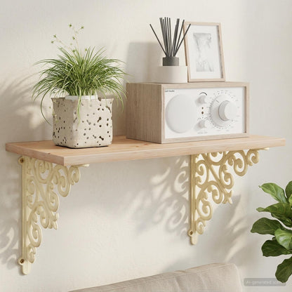 Wall Shelf Brackets 12 pcs Antique White 14 x 14 x 3.5 cm Steel