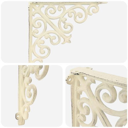 Wall Shelf Brackets 12 pcs Antique White 24 x 24 x 3.5 cm Steel