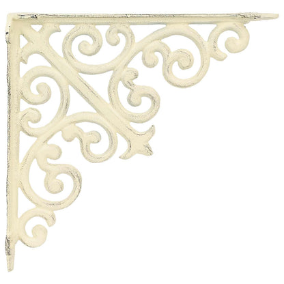 Wall Shelf Brackets 12 pcs Antique White 24 x 24 x 3.5 cm Steel