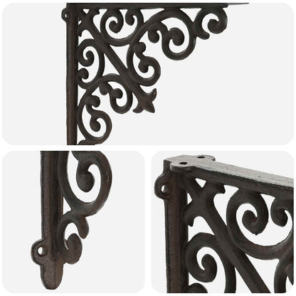 Wall Shelf Brackets 12 pcs Antique Brown 24 x 24 x 3.5 cm Steel