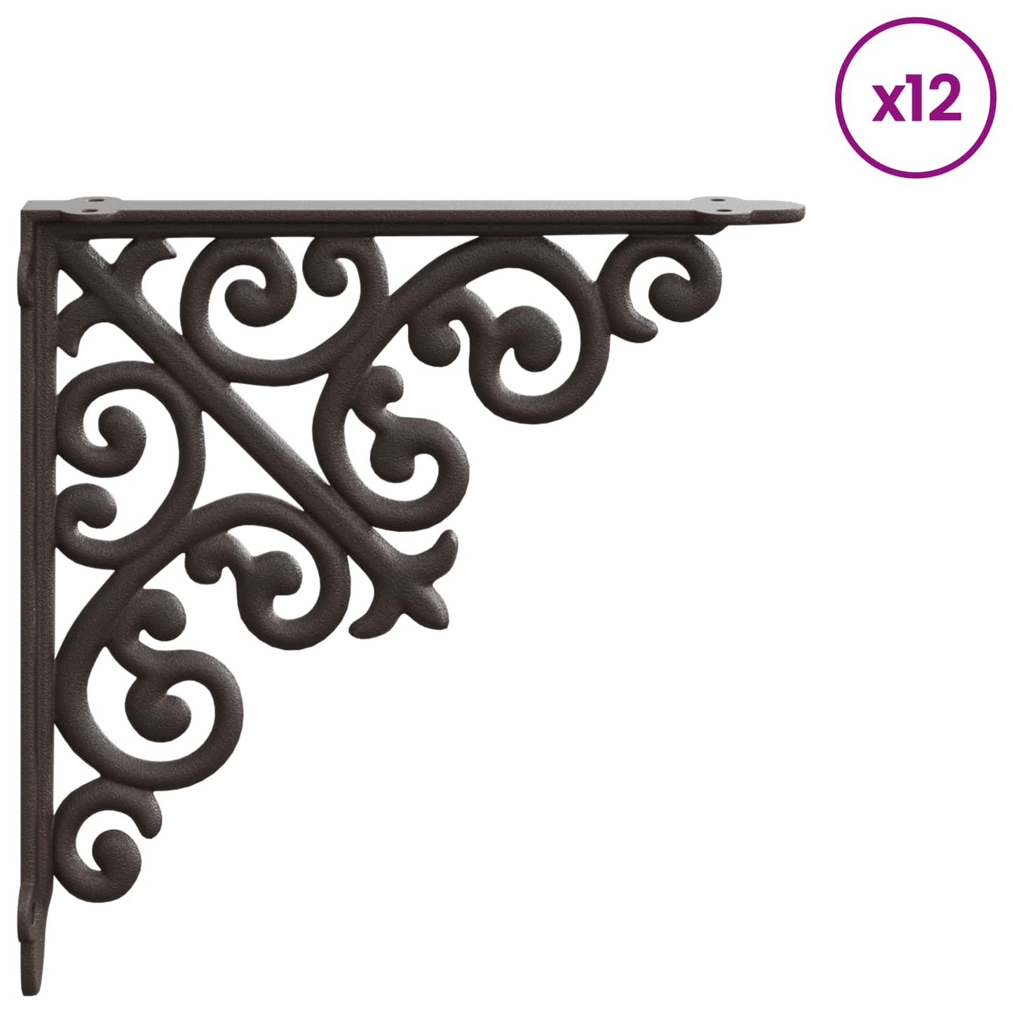 Wall Shelf Brackets 12 pcs Antique Brown 24 x 24 x 3.5 cm Steel