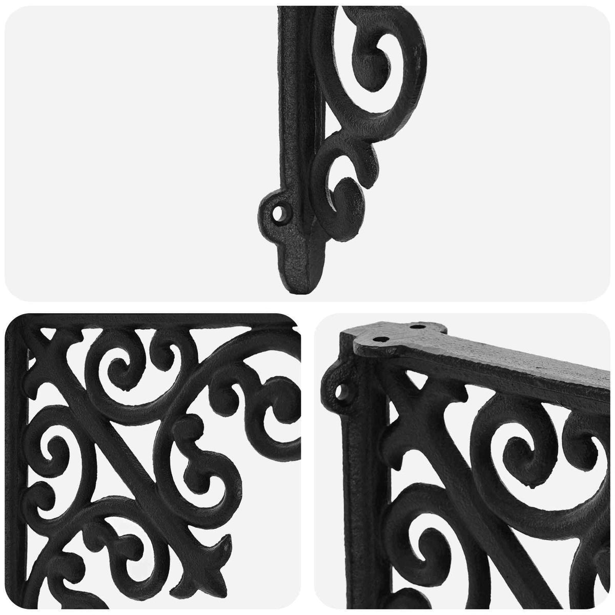 Wall Shelf Brackets 12 pcs Black 24 x 24 x 3.5 cm Steel