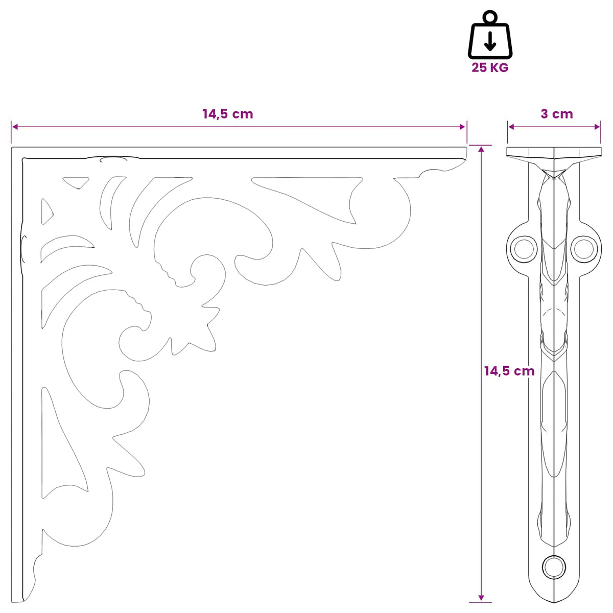 Wall Shelf Brackets 12 pcs Antique White 14.5 x 14.5 x 3 cm