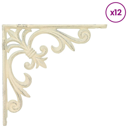 Wall Shelf Brackets 12 pcs Antique White 14.5 x 14.5 x 3 cm