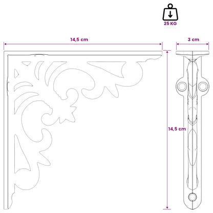 Wall Shelf Brackets 12 pcs Antique Brown 14.5 x 14.5 x 3 cm