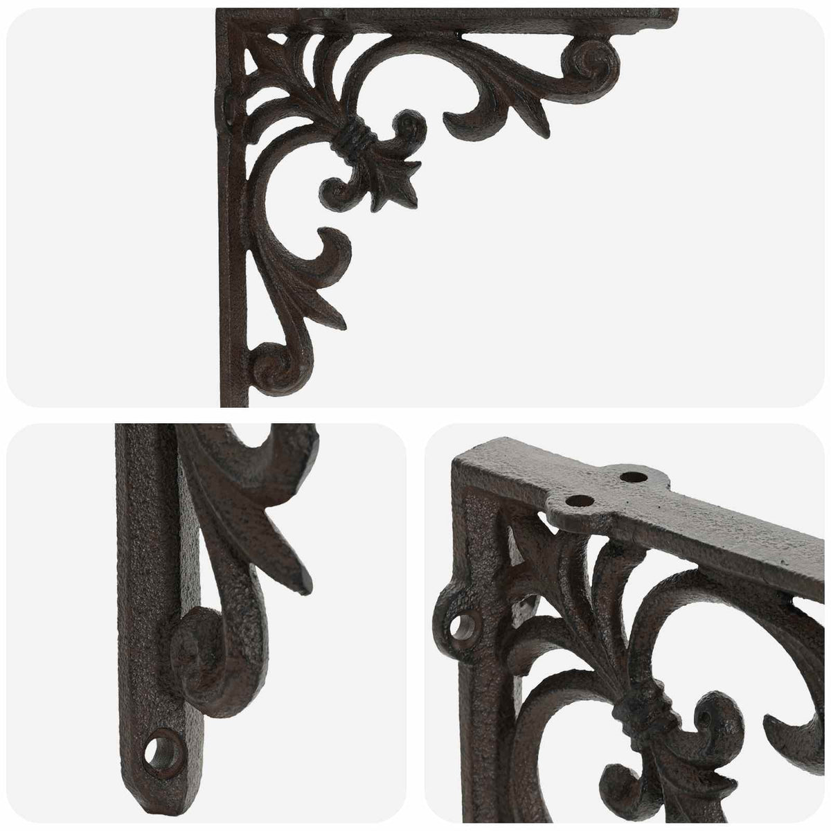 Wall Shelf Brackets 12 pcs Antique Brown 21.5 x 21.5 x 3.5 cm