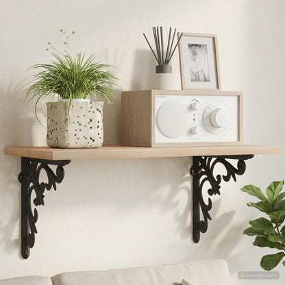 Wall Shelf Brackets 12 pcs Black 21.5 x 21.5 x 3.5 cm Steel