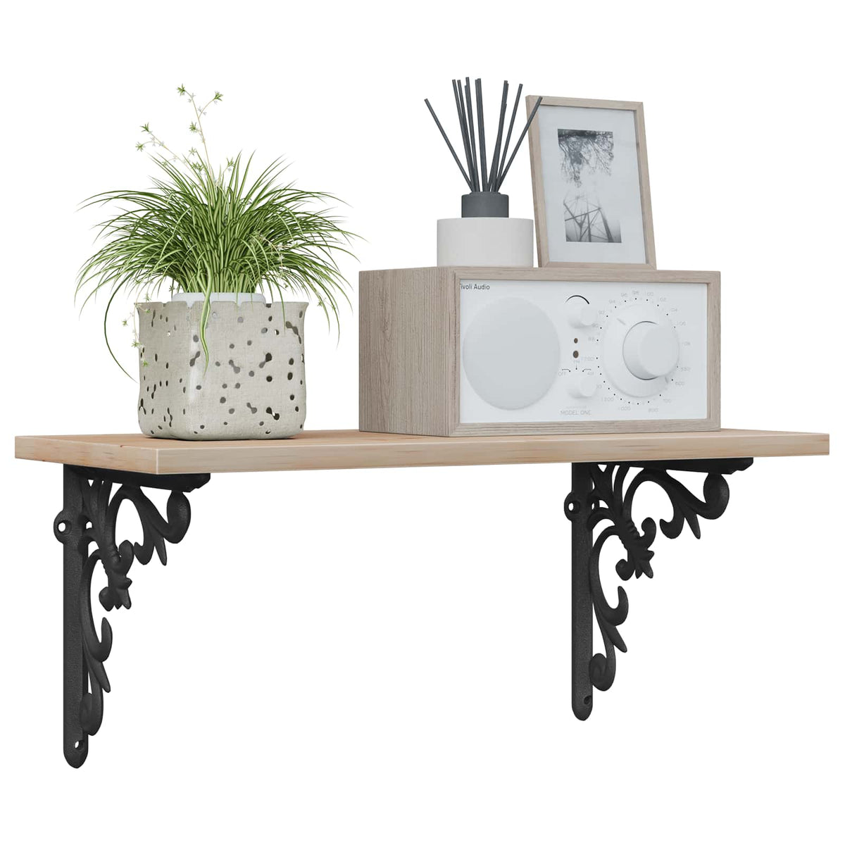 Wall Shelf Brackets 12 pcs Black 21.5 x 21.5 x 3.5 cm Steel