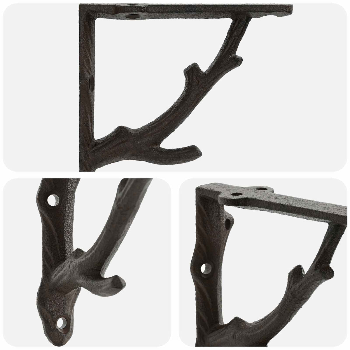 Wall Shelf Brackets 12 pcs Antique Brown 10 x 10 x 3 cm Steel