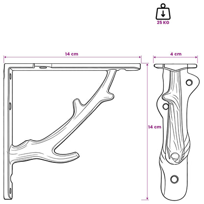 Wall Shelf Brackets 12 pcs Antique White 14 x 14 x 4 cm Steel