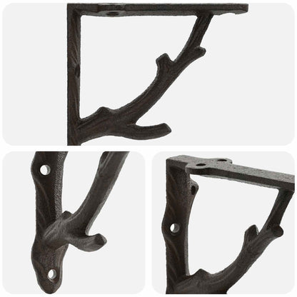 Wall Shelf Brackets 12 pcs Antique Brown 14 x 14 x 4 cm Steel