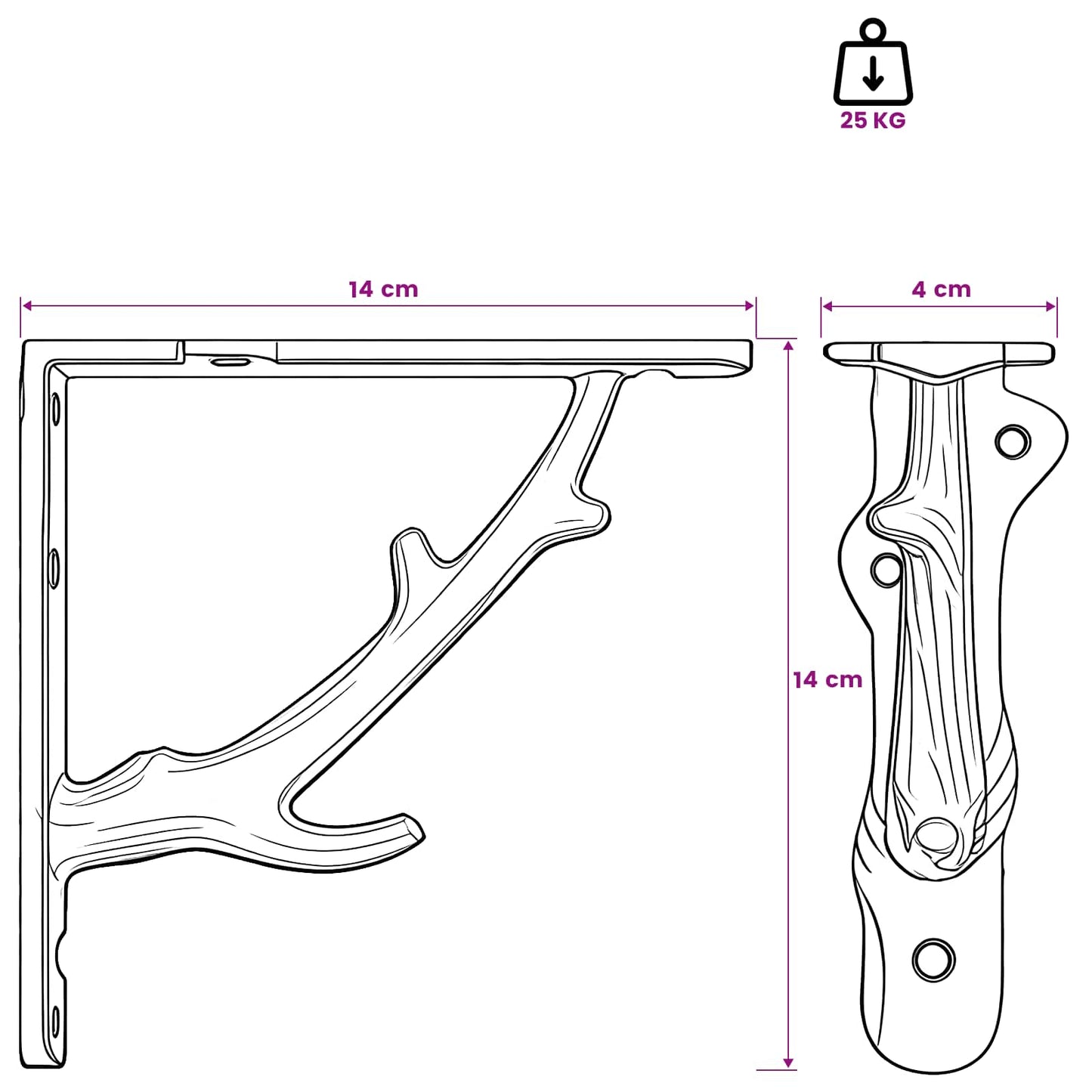 Wall Shelf Brackets 12 pcs Antique Brown 14 x 14 x 4 cm Steel