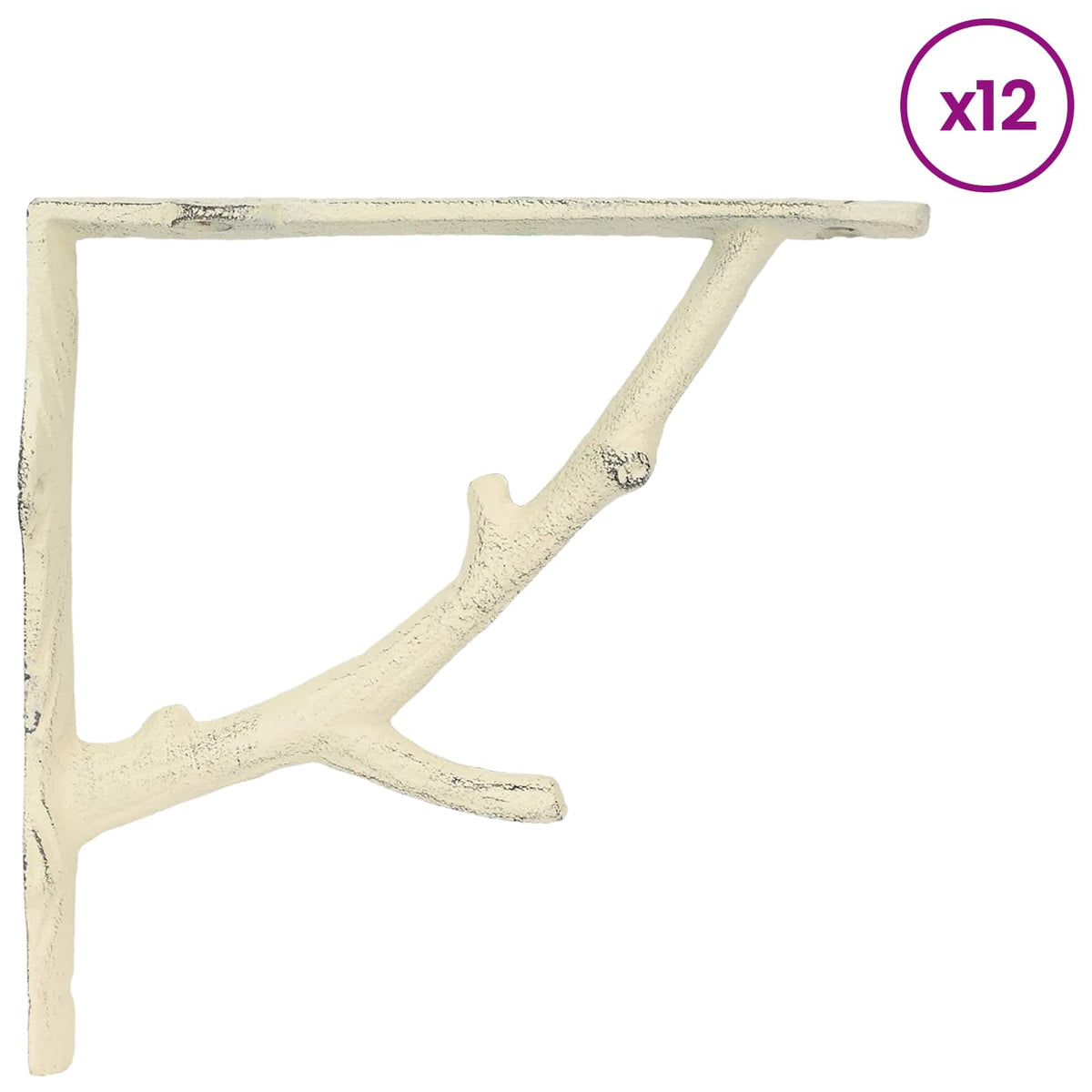 Wall Shelf Brackets 12 pcs Antique White 21.5 x 21.5 x 3.5 cm