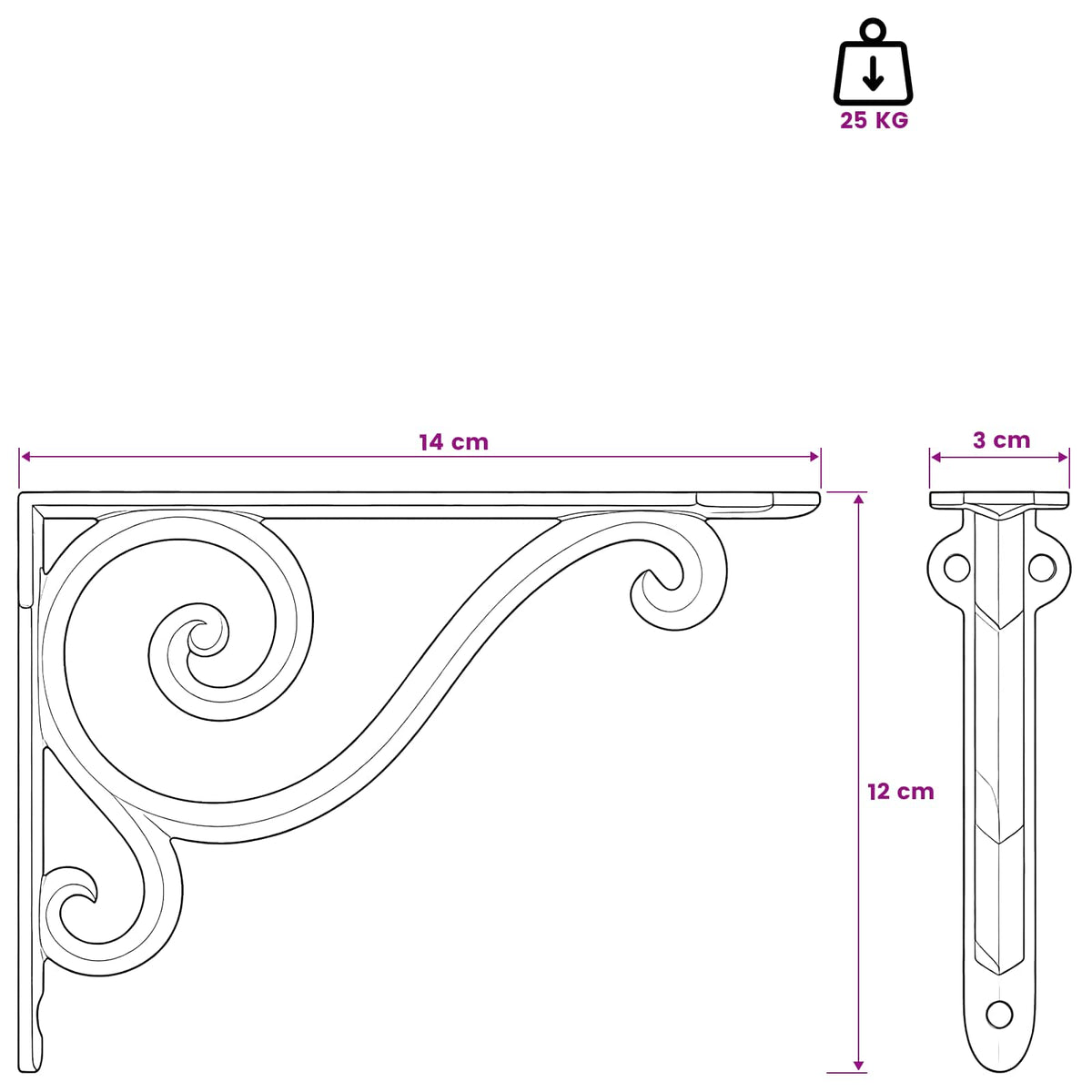 Wall Shelf Brackets 12 pcs Antique White 12 x 14 x 3 cm Steel