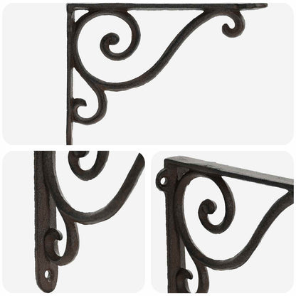 Wall Shelf Brackets 12 pcs Antique Brown 12 x 14 x 3 cm Steel