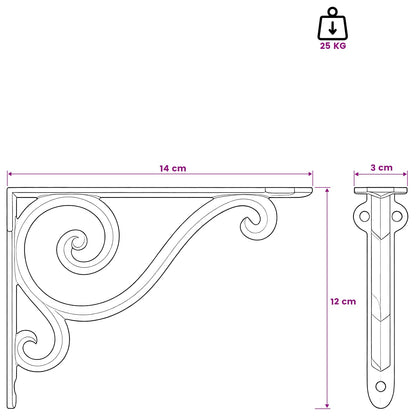 Wall Shelf Brackets 12 pcs Antique Brown 12 x 14 x 3 cm Steel