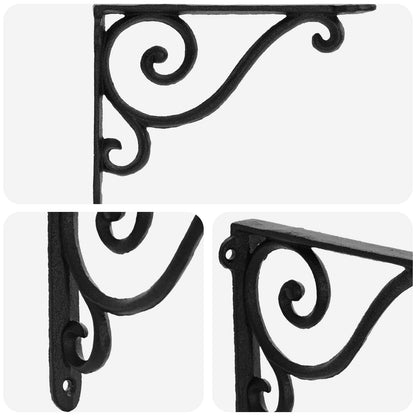 Wall Shelf Brackets 12 pcs Black 12 x 14 x 3 cm Steel