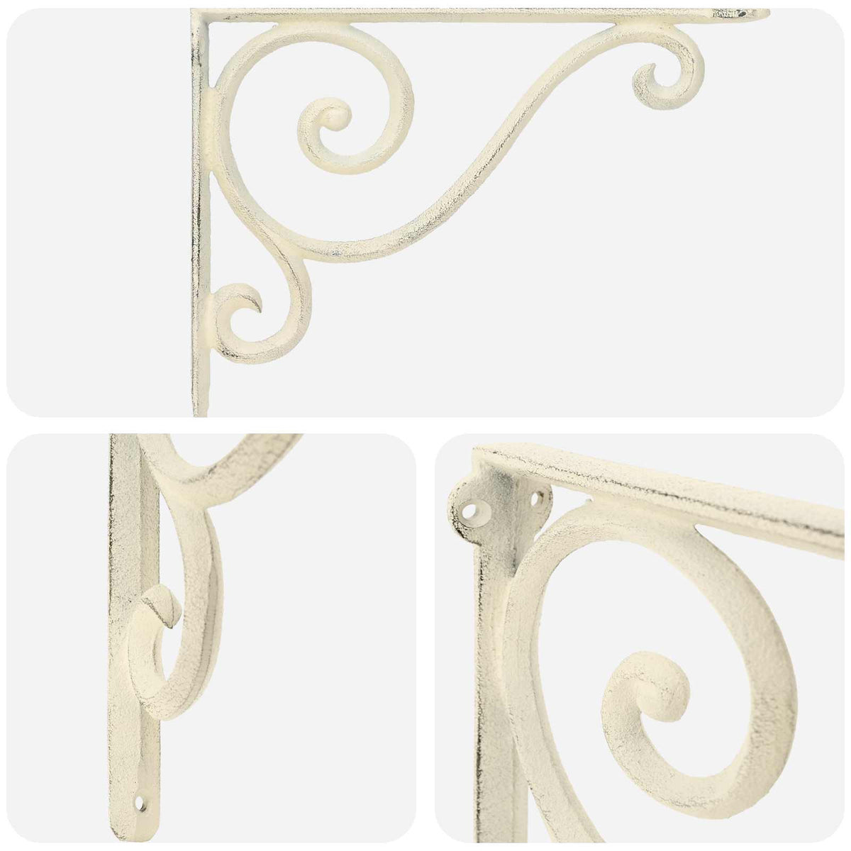 Wall Shelf Brackets 12 pcs Antique White 23.5 x 28 x 3.5 cm