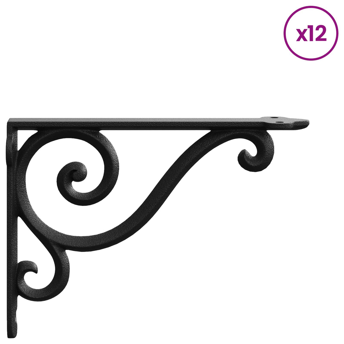 Wall Shelf Brackets 12 pcs Black 23.5 x 28 x 3.5 cm Steel