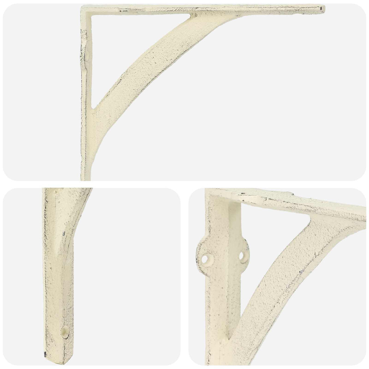 Wall Shelf Brackets 12 pcs Antique White 21 x 21 x 3.5 cm Steel