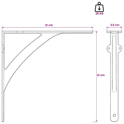 Wall Shelf Brackets 12 pcs Antique White 21 x 21 x 3.5 cm Steel