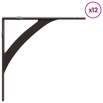 Wall Shelf Brackets 12 pcs Antique Brown 21 x 21 x 3.5 cm Steel