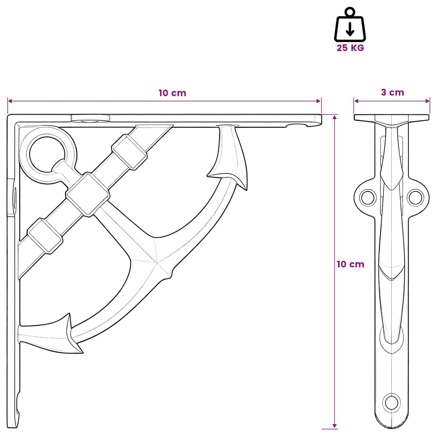 Wall Shelf Brackets 12 pcs Antique Brown 10 x 10 x 3 cm Steel