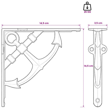 Wall Shelf Brackets 12 pcs Antique White 14.5 x 14.5 x 3.5 cm